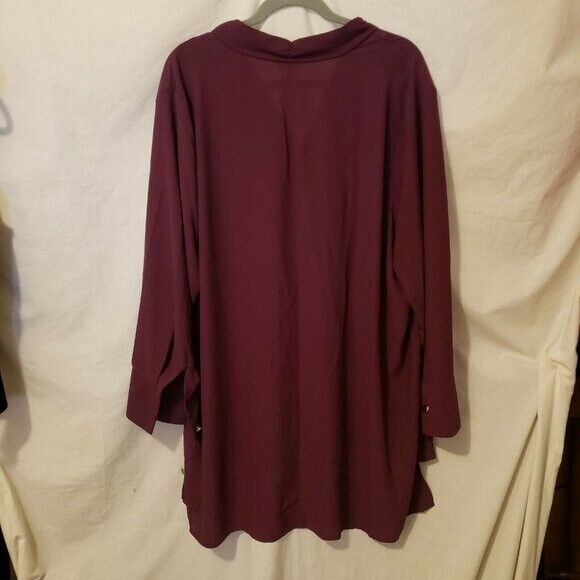 Terra & Sky Womens Sz 2XL Purple  Solid Long Sleeve Long Back Blouse - Picture 7 of 9